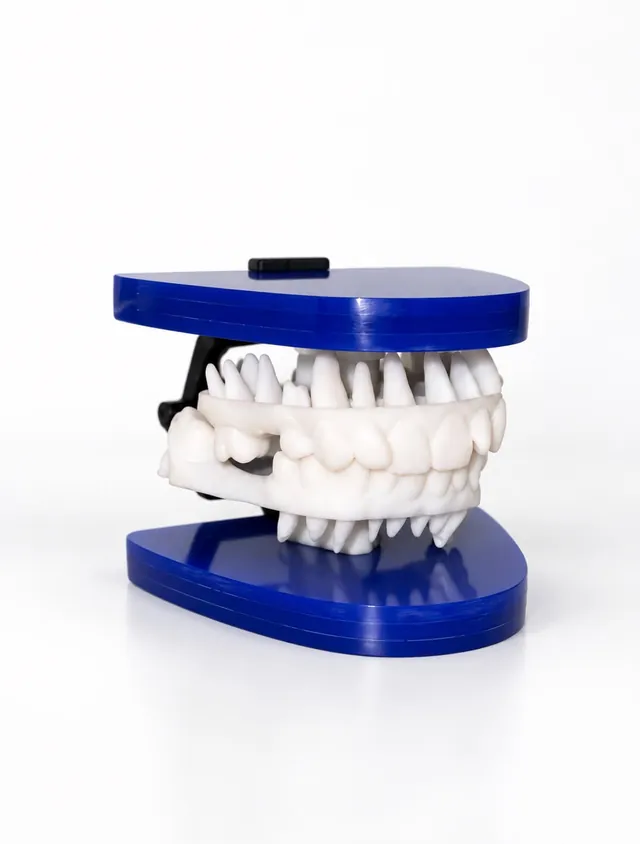 Modelo anatómico 4D de perfil: dientes con sus raíces impresos en 3D